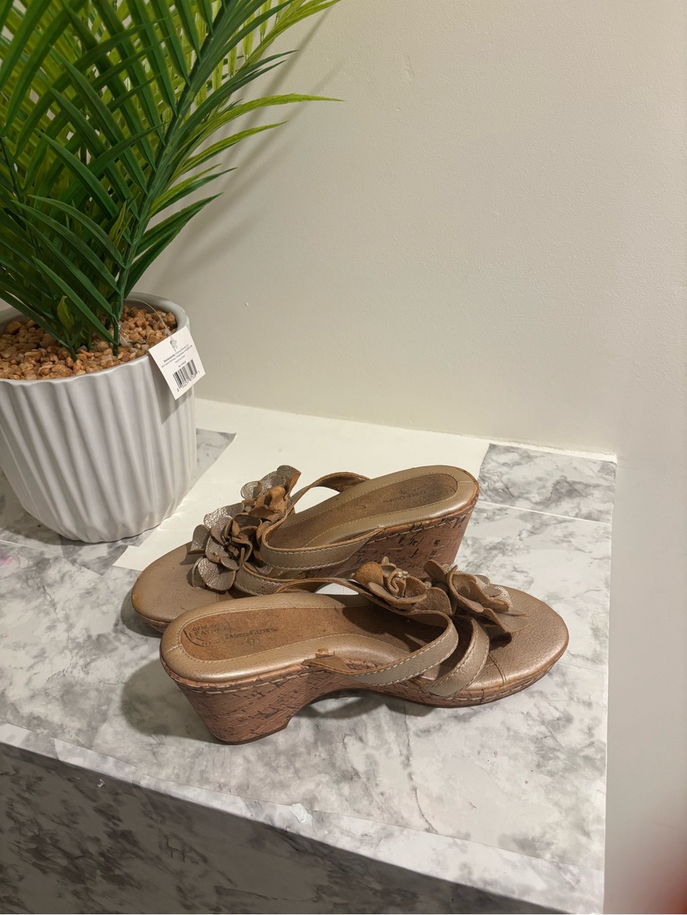 Target Brown Floral Accent Cork Wedge Sandals